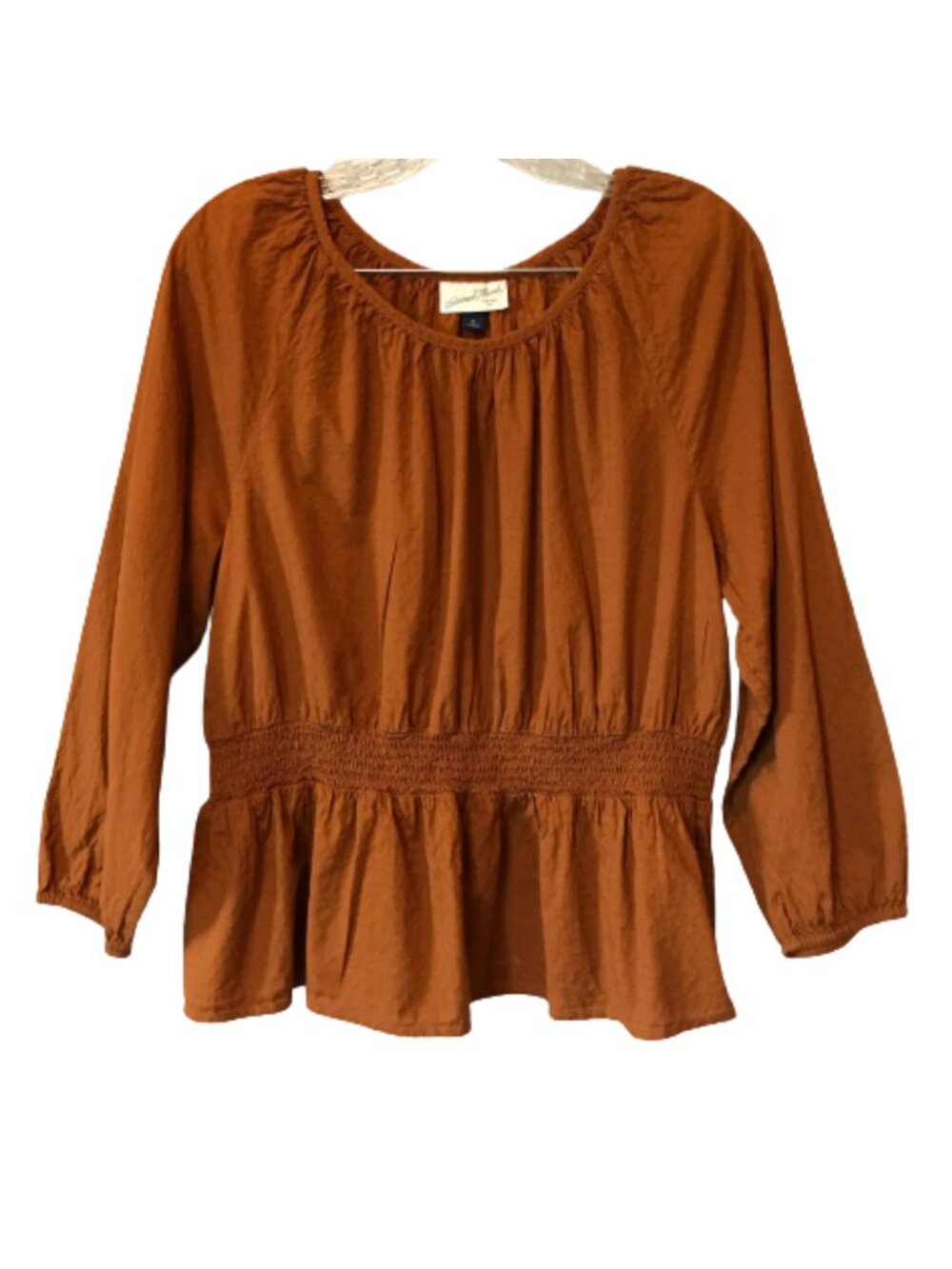 Universal Thread Brown Peplum Long Sleeve Blouse Top Size XL